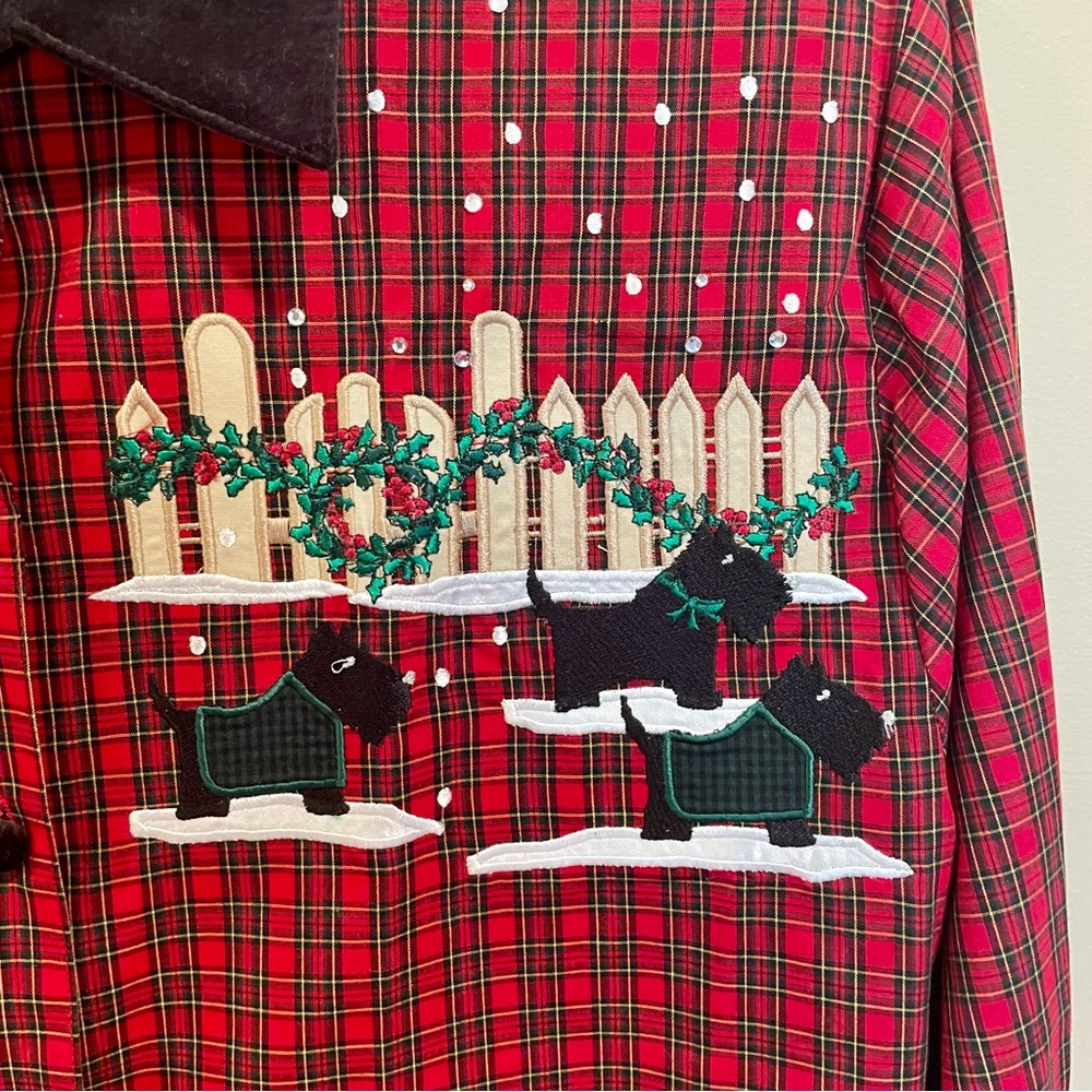 Karen Scott Sport Red Flannel Holiday Button Down Size M